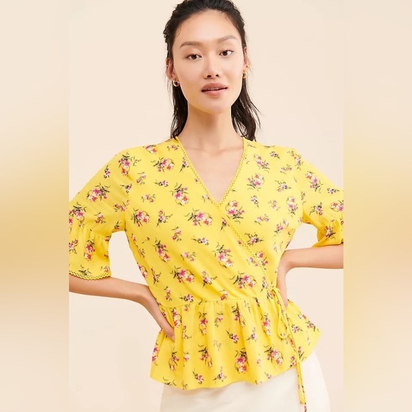 Anthropologie Lost + Wander Mango Tango Wrap Top - Picture 1 of 7